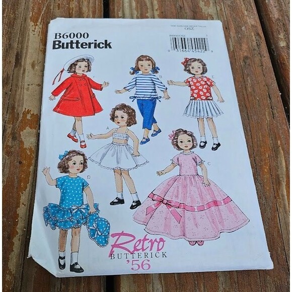 Butterick Other - UNCUT RETRO '56 BUTTERICK B6000-18" GIRL DOLL CLOTHES SEWING PATTERN-6 OUTFITS